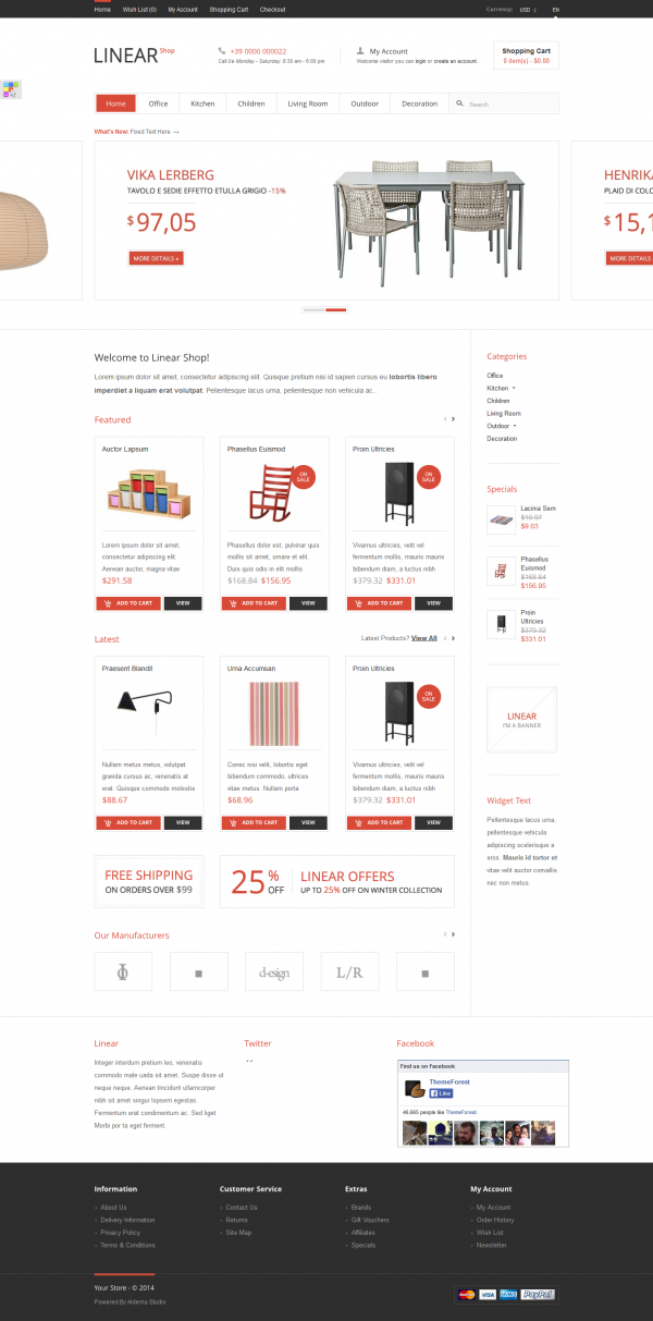 Mẫu thiết kế website bán hàng nội thất Linear