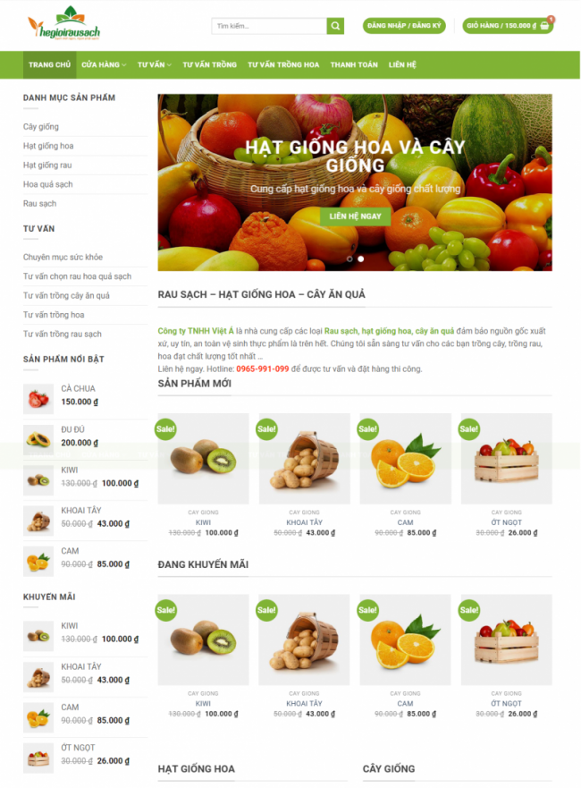 Mẫu thiết kế website bán hàng thế giới rau sạch