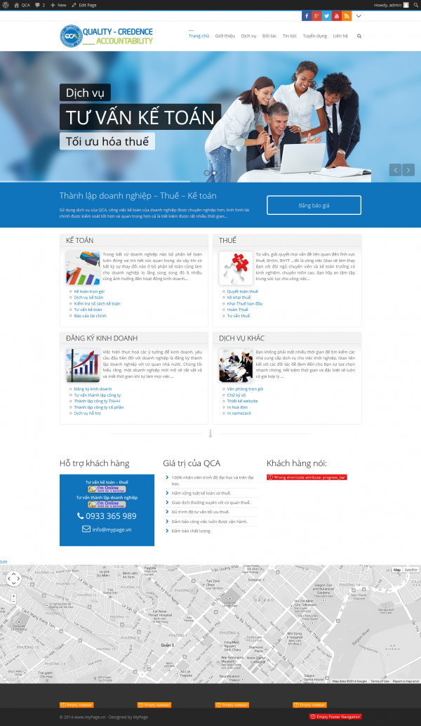 Mẫu web giới thiệu công ty dịch vụ thuế QCA chuyên nghiệp
